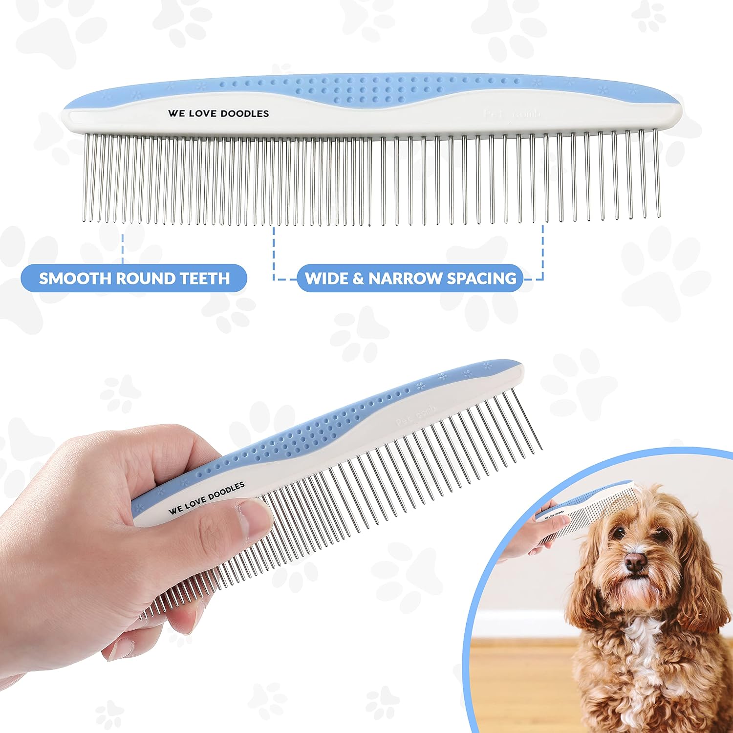Metal Dog Combs for Grooming Matting, Doodle Brush, Dematting Pet Comb, Grooming Tools, Detangler Brush, Dematting Tools for Dogs, 2 Pack - Image 9