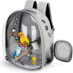 Bird Backpack Carrier, Travel Bird Cage for Small Medium Size Parrot Parakeet Budgies Cockatiel, Portable Clear Bubble Window Bag with Stainless Steel Tray Food Bowl Standing Perch (Black) - Image 11