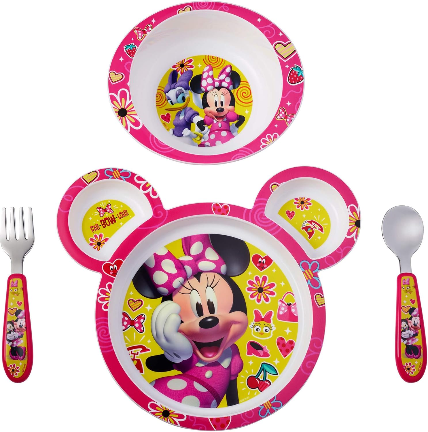 The First Years Disney Minnie Mouse 4 Piece Toddler Feeding Set front view