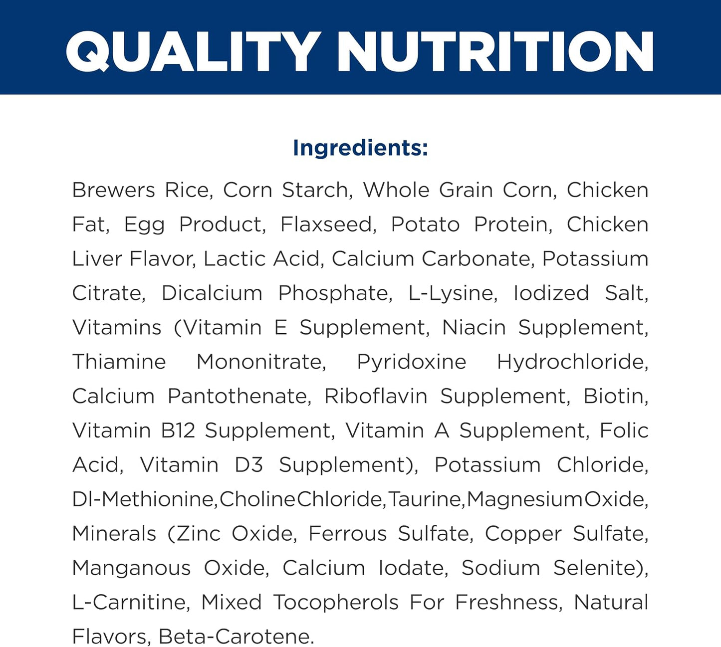 Hill's Urinary Care clinical adult canine dry food back of the bag ingredients list