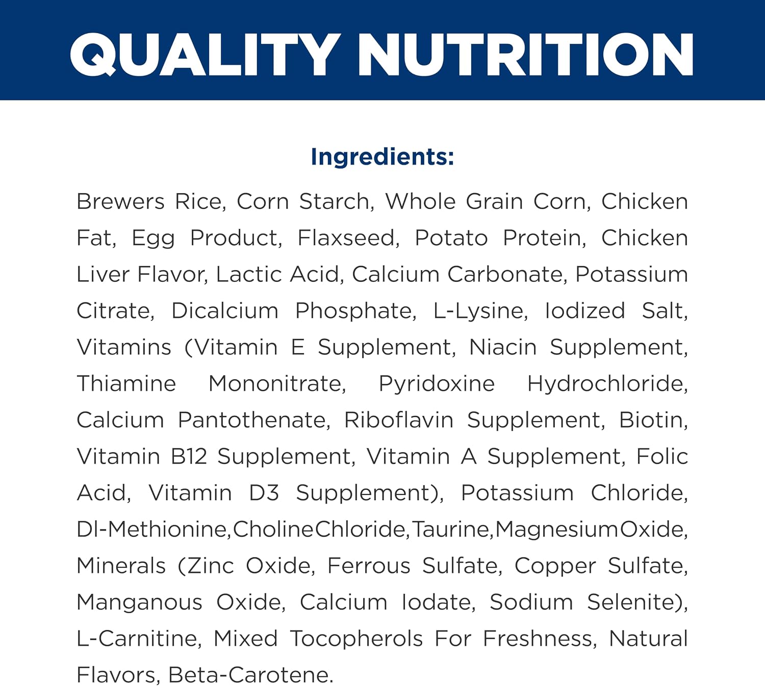 Hill's Urinary Care clinical adult canine dry food back of the bag ingredients list