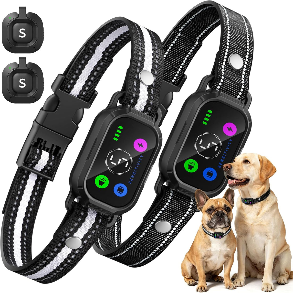 Leepenk Tucnkac Bark Collar 2 Pack front view with remote