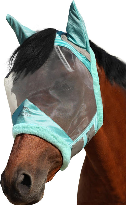 Harrison Howard CareMaster Horse Fly Mask UV Protective Fine Mesh with Extra Wool Soft Touch on Skin Light Pink L - Image 9