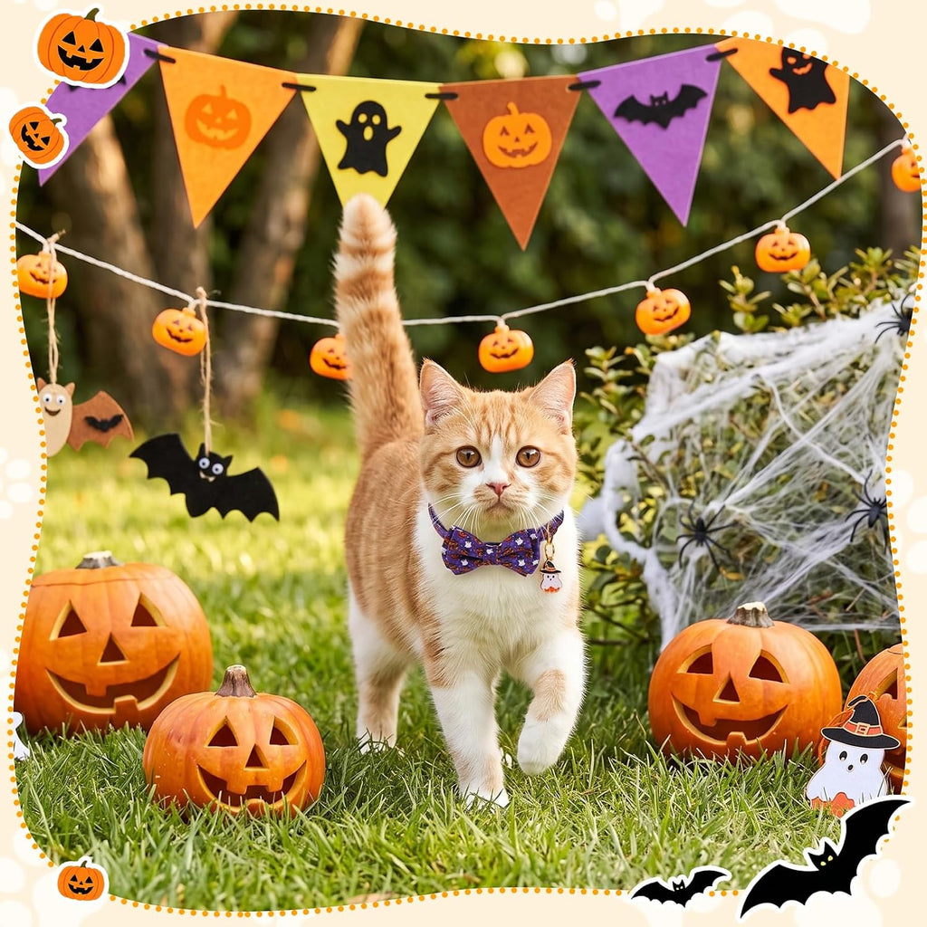 4 Pack Holiday Cat Collars with Bow Tie Halloween Cat Collar Breakaway - Image 7