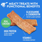 Close up of Dogswell chicken jerky texture for dogs
