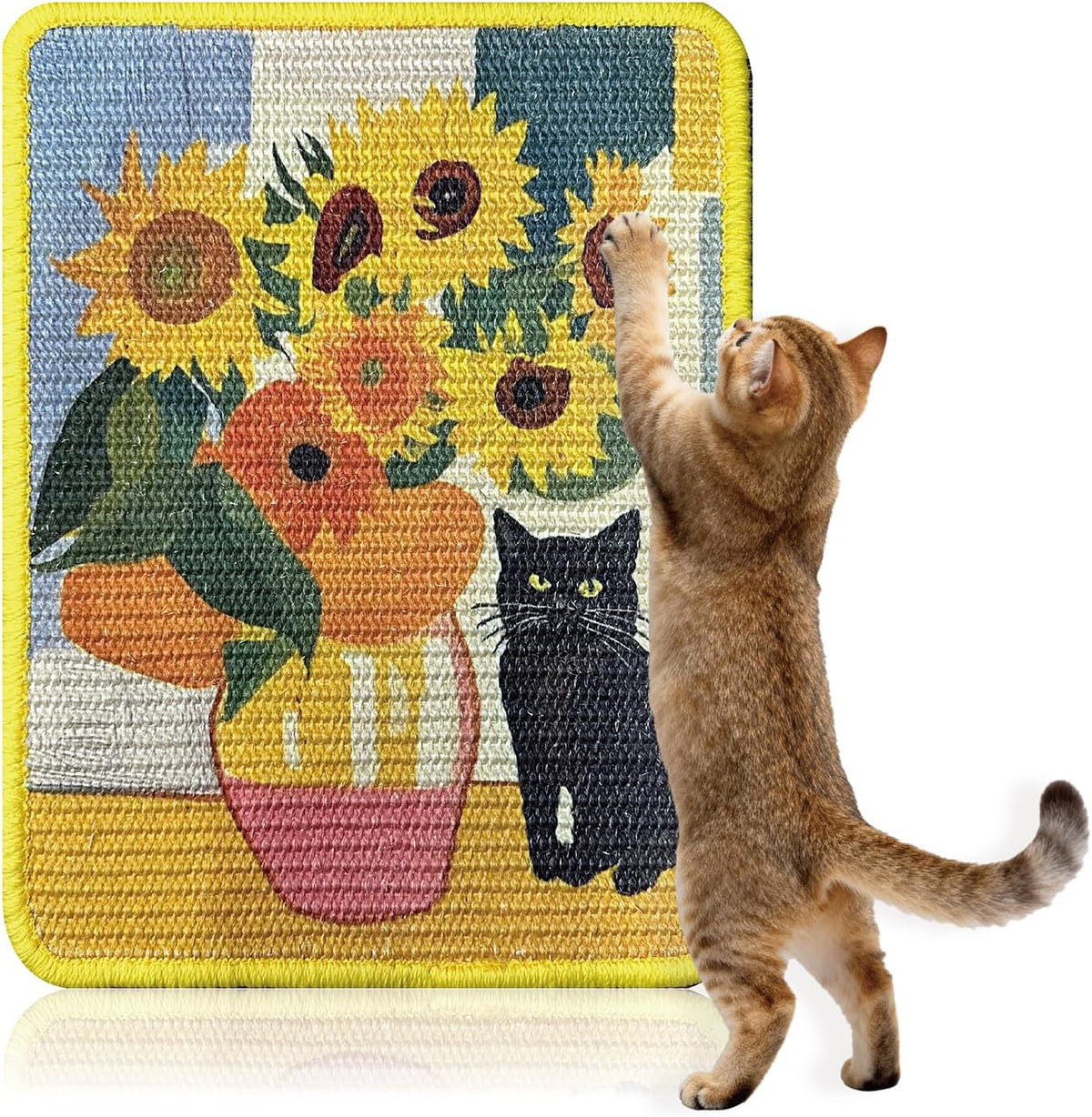 3 Pcs Sisal Cat Scratcher Mat 15x12 Inch - Art Cat Wall Scratcher with Adhesive Hook Loop Tape for Indoor Cats, Durable Wall Mounted Cat Scratch Pad to Protect Couch and Carpet - Image 13