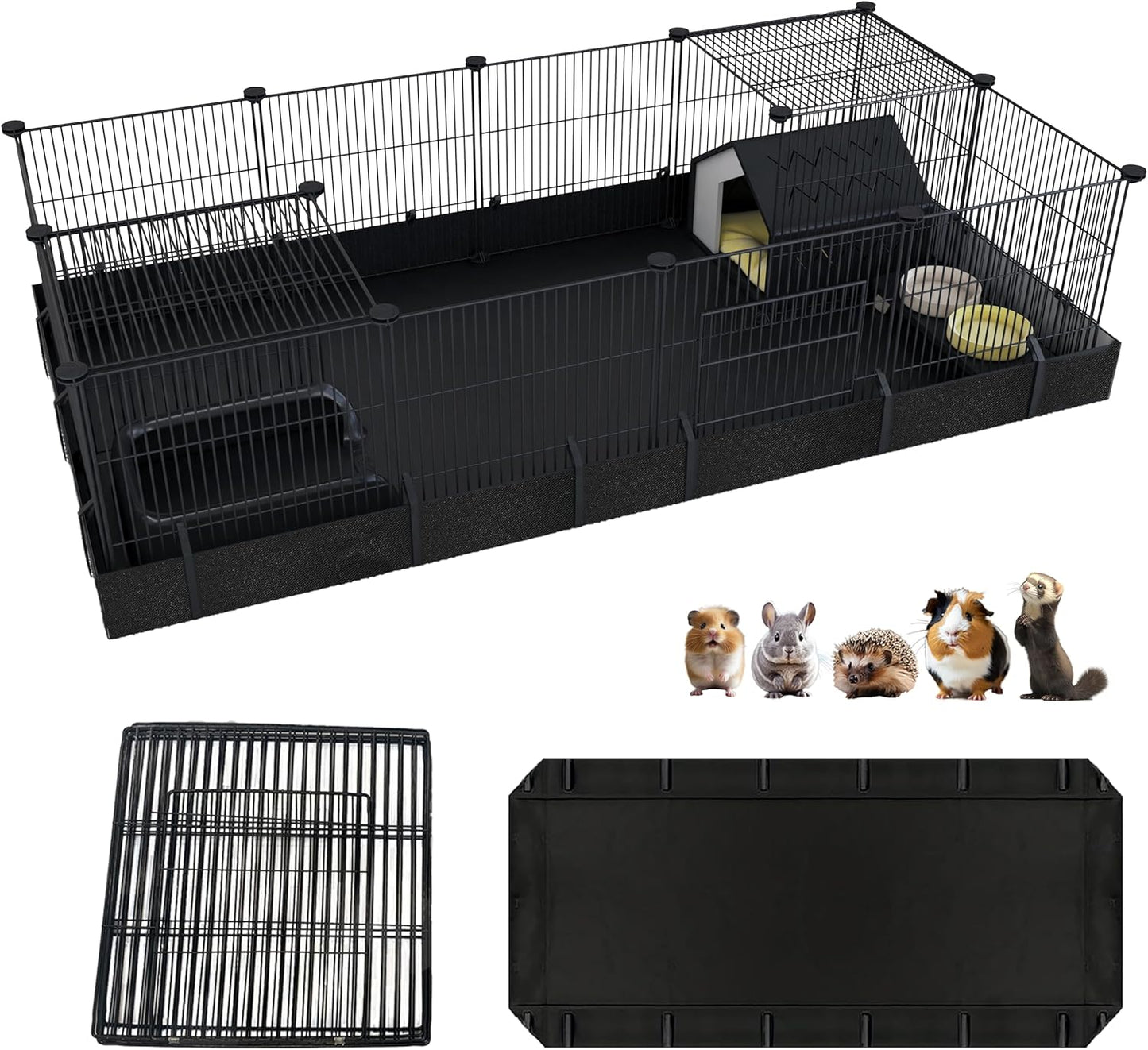 Xymoso DIY Guinea Pig Cages with Waterproof Canvas Bottom,16 Panels Small Animal Cage Pet Playpen with Door for Bunny Turtle Hedgehog,Indoor Metal Wire Yard Fence Outdoor - Image 1