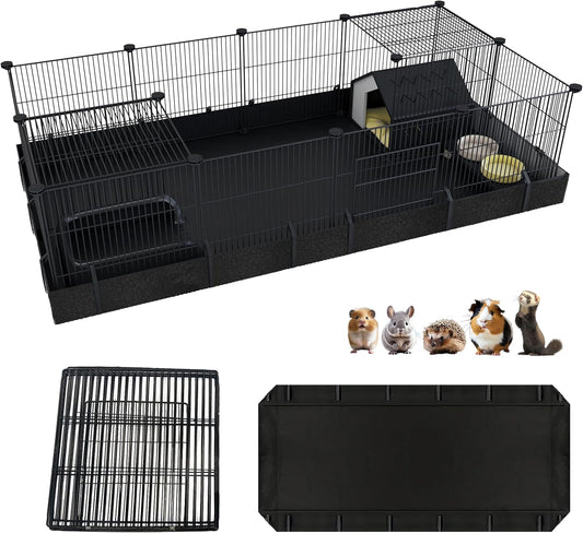 Xymoso DIY Guinea Pig Cages with Waterproof Canvas Bottom,16 Panels Small Animal Cage Pet Playpen with Door for Bunny Turtle Hedgehog,Indoor Metal Wire Yard Fence Outdoor - Image 1