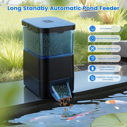 fishkeeper automatic pond fish feeder weather resistant design side profile