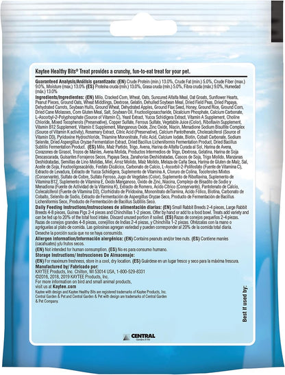 Kaytee small animal healthy bits packaging back showing product ingredients