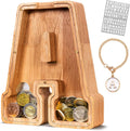 KMC wooden letter piggy bank front view showing the letter A alphabet money saving box for kids.