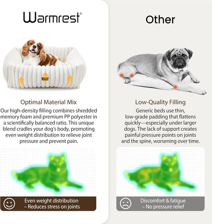 Dimensions and layout of 25x21 inch Warmrest dog bed