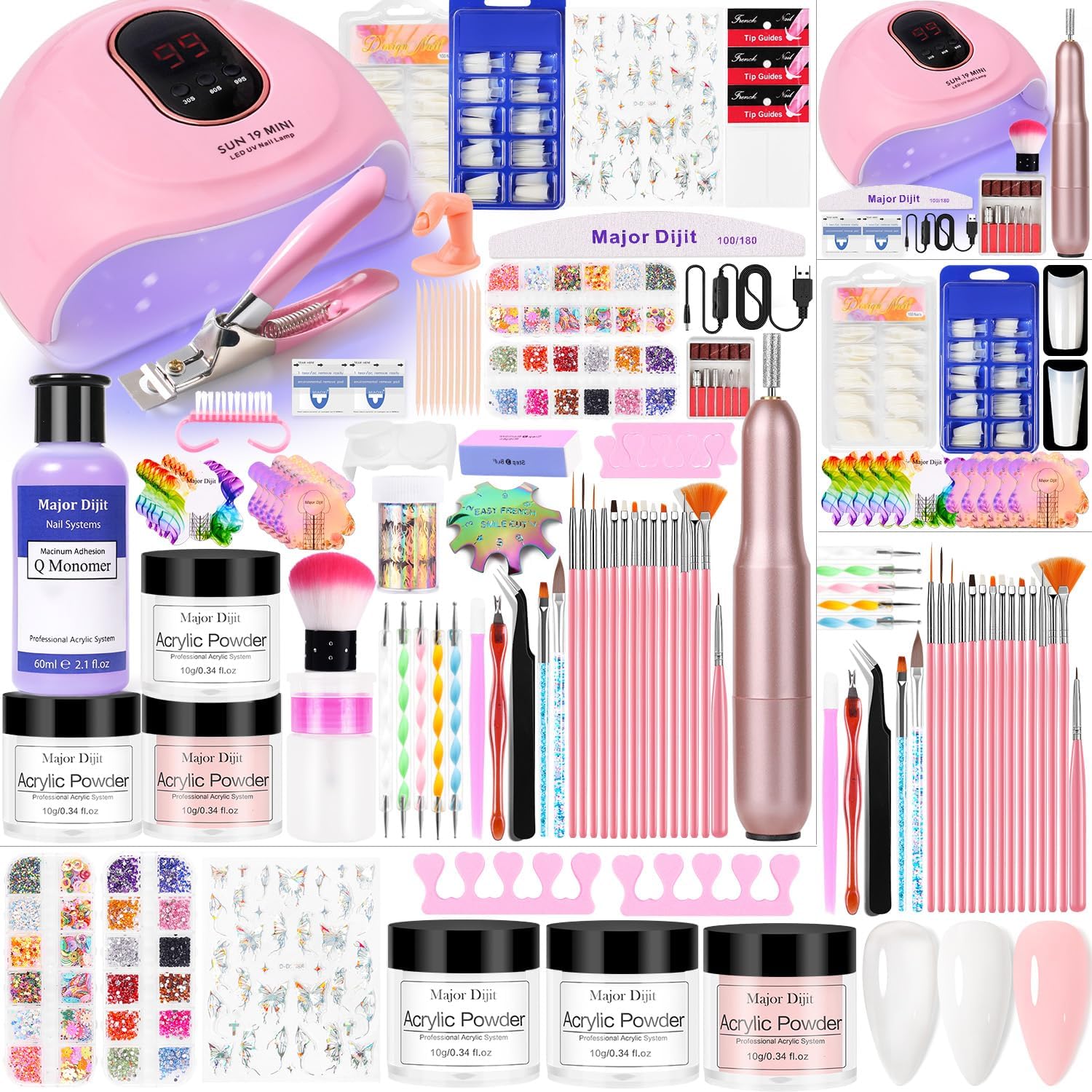 Major Dijit acrylic nail kit starter set front view