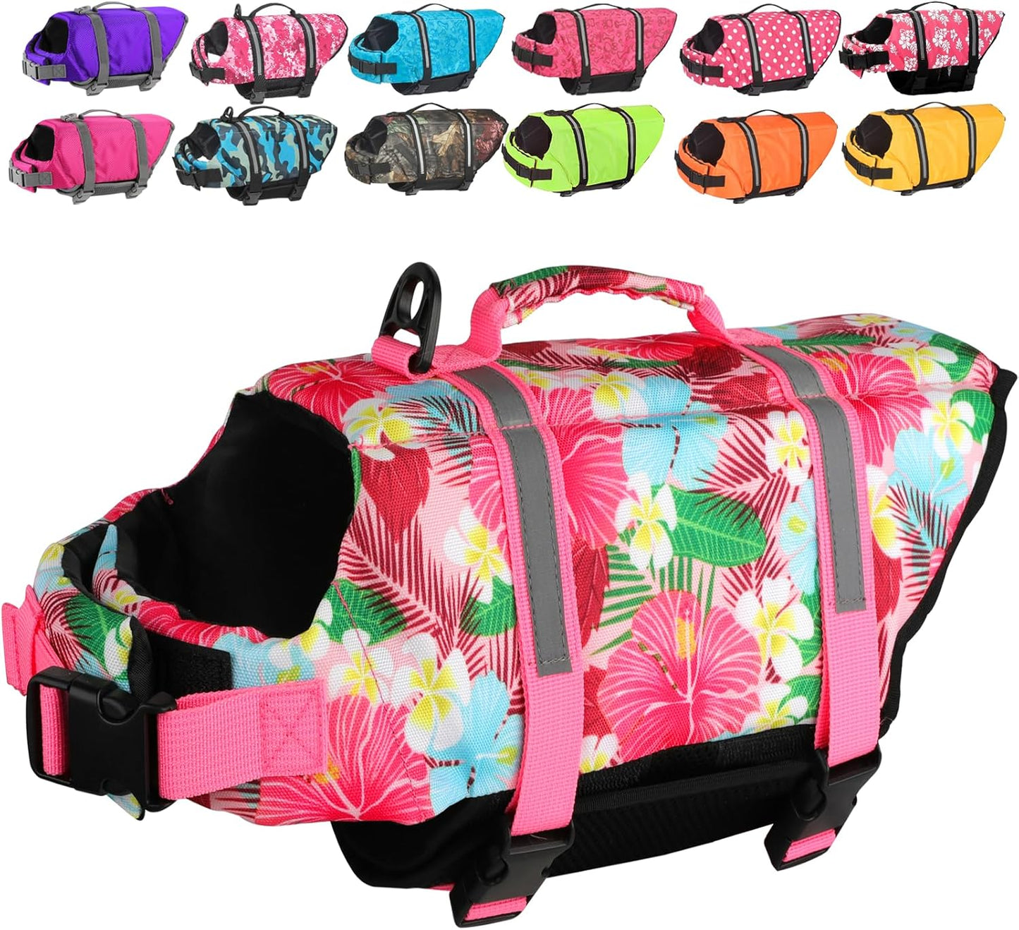 Doglay Dog Life Jacket front view worn by a swimming puppy