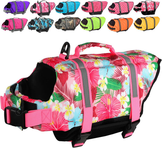 Doglay Dog Life Jacket front view worn by a swimming puppy