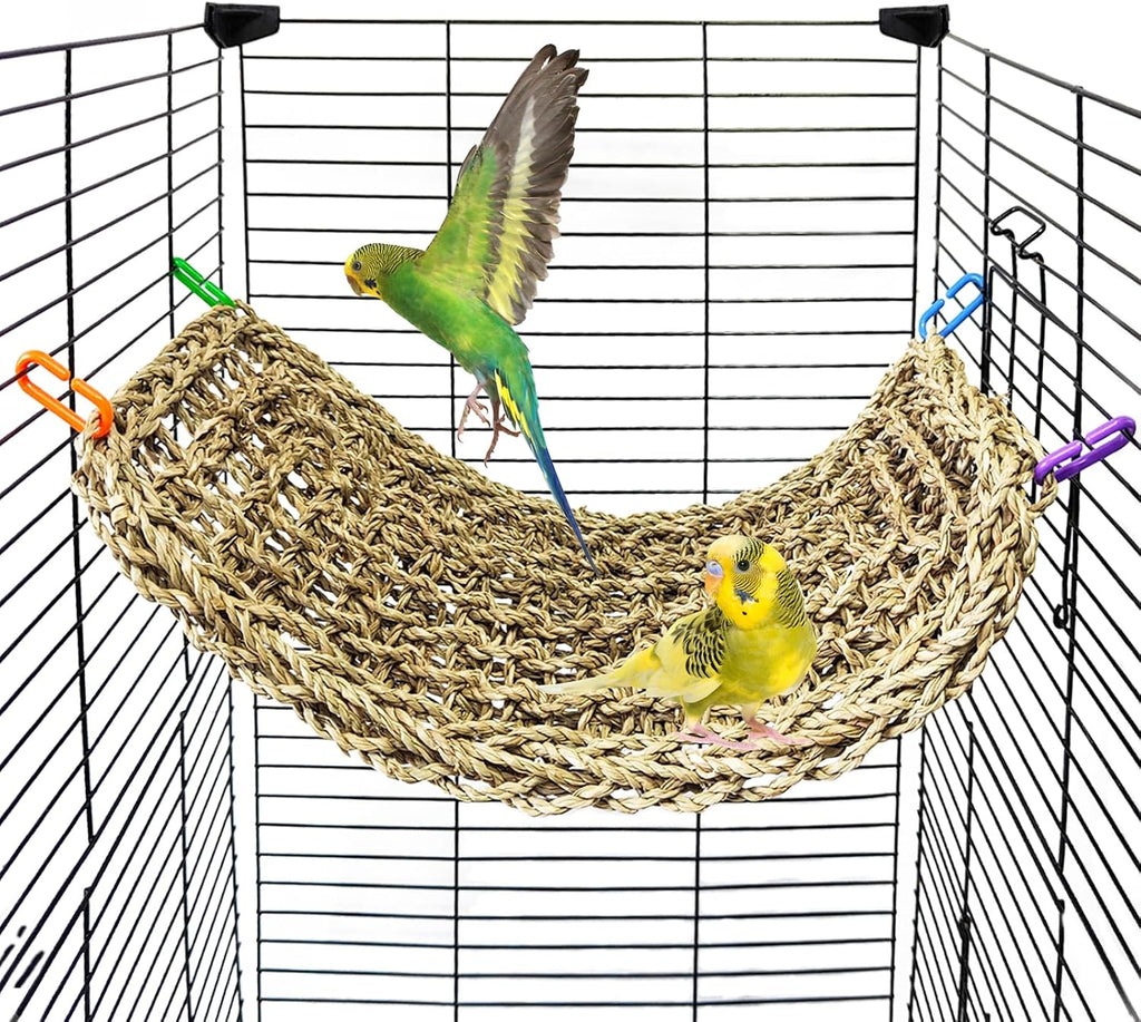 Bird Seagrass Mat 30 x 7 Inch Parrot Natural Seagrass Woven Net Hammock Parakeet Climbing Rope Ladder Mat Chew Toys Cage Accessories for Pigeon Macaw Cockatiel Conure Cockatoo Rat Bearded Dragon - Image 10
