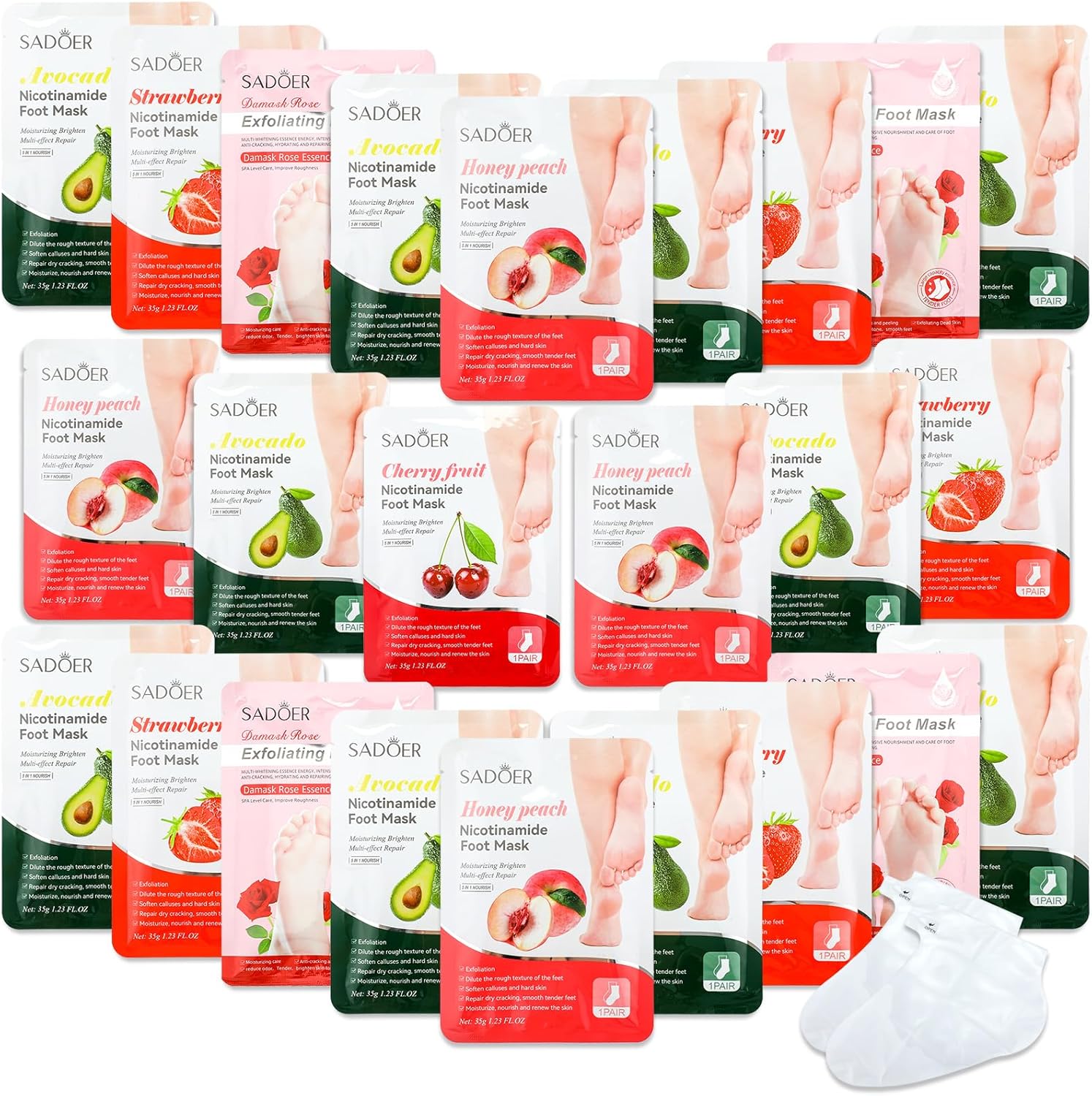 Swiffen Fruits Foot Mask retail packaging front view showcasing multi-pack fruit varieties.