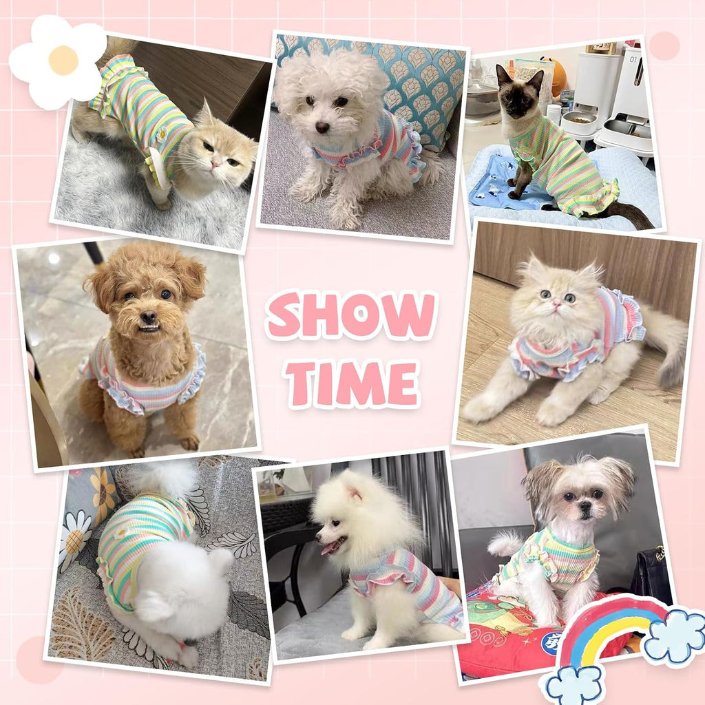 Xgdmeil soft cotton dog t-shirts showing daisy applique detail