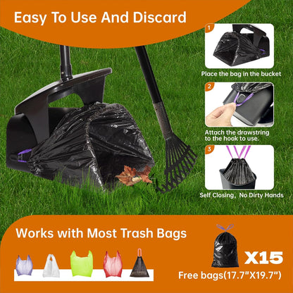 Close up of the integrated waste bag dispenser on the Nibnozy long handle dog scooper.
