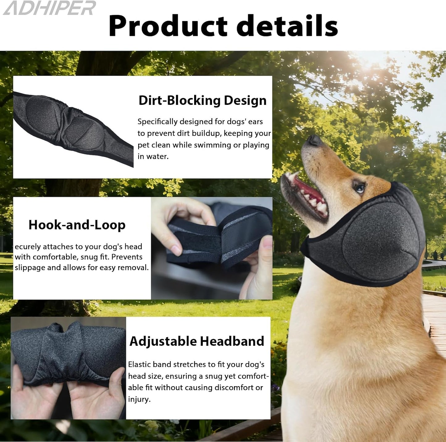 Adhiper dog ear wraps for noise protection side profile