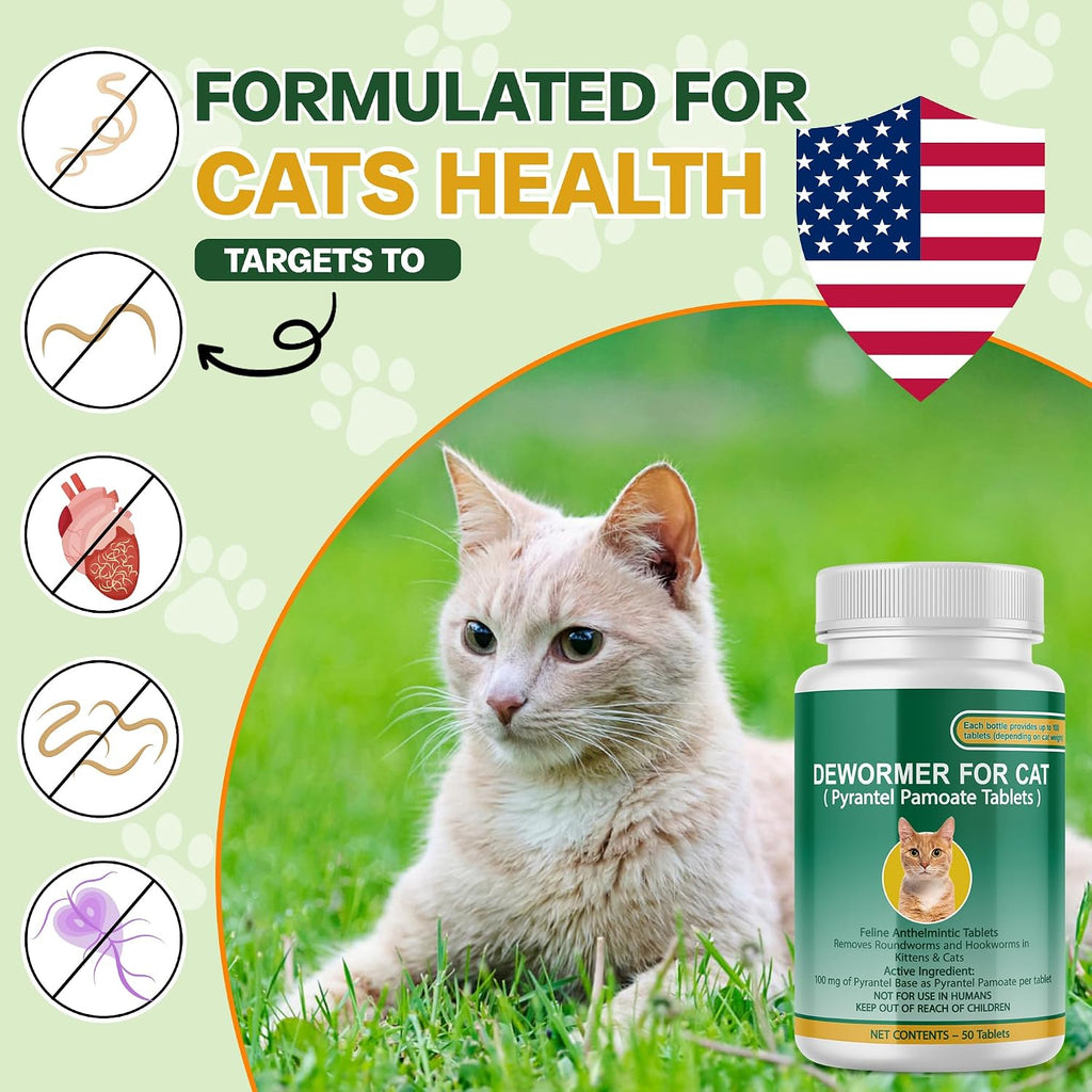 Pyrantel pamoate oral worm treatment for cats supplement bottle side view