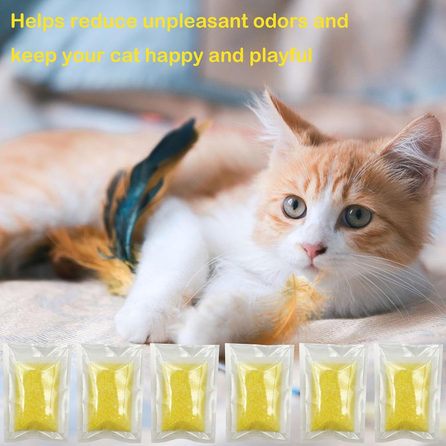 Packaging of imported USA premium pet care odor trap refills showing six count product details.