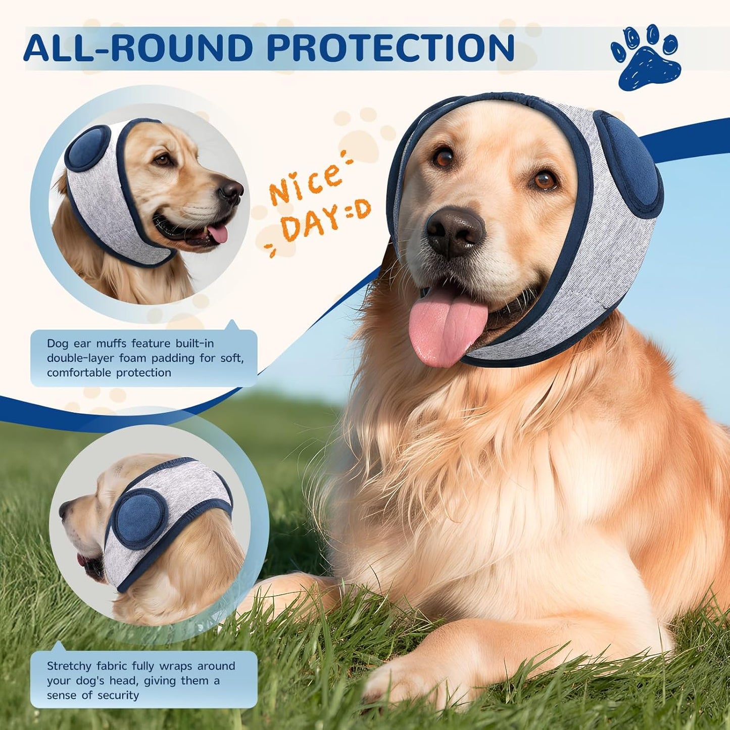 KOPBTBOY elastic dog ear cover close up highlighting the thick padding for sound dampening