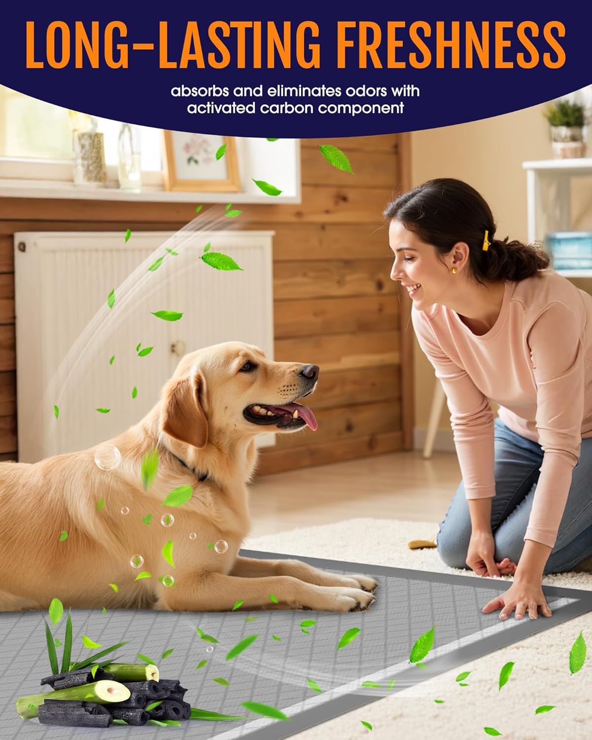 Powools authentic imported dog training pads packaging back view with instructions.