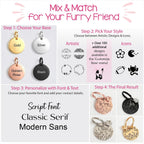 Waterproof stainless steel custom pet name tag with modern font options