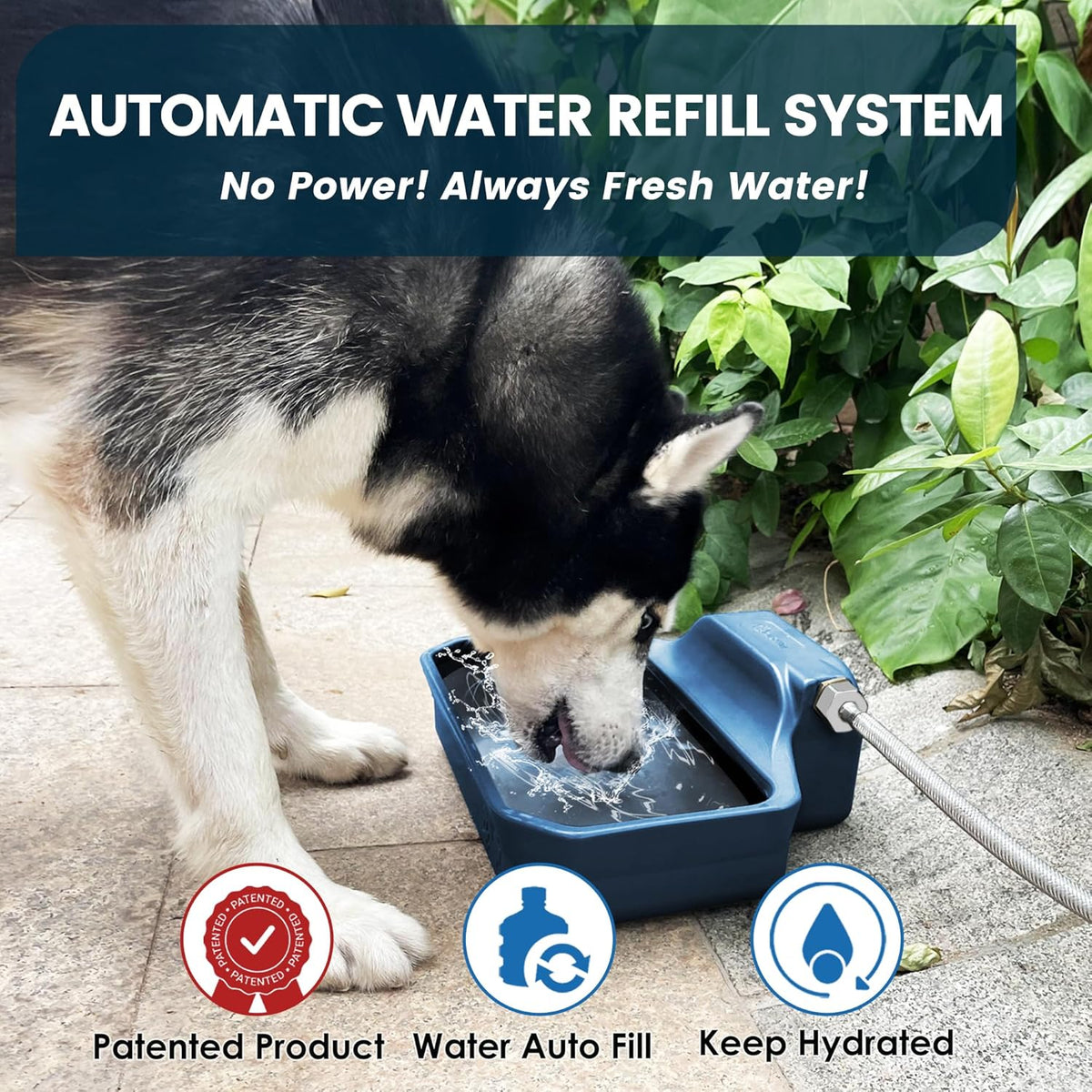 PETIMI auto-fill pet waterer showing the copper connector attachment