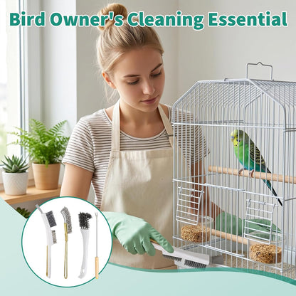Teaaha multi-pet cage wire brush and shovel tool set for thorough bird hygiene maintenance
