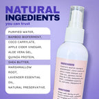 Natural dog grooming spray with aloe vera and quinoa protein