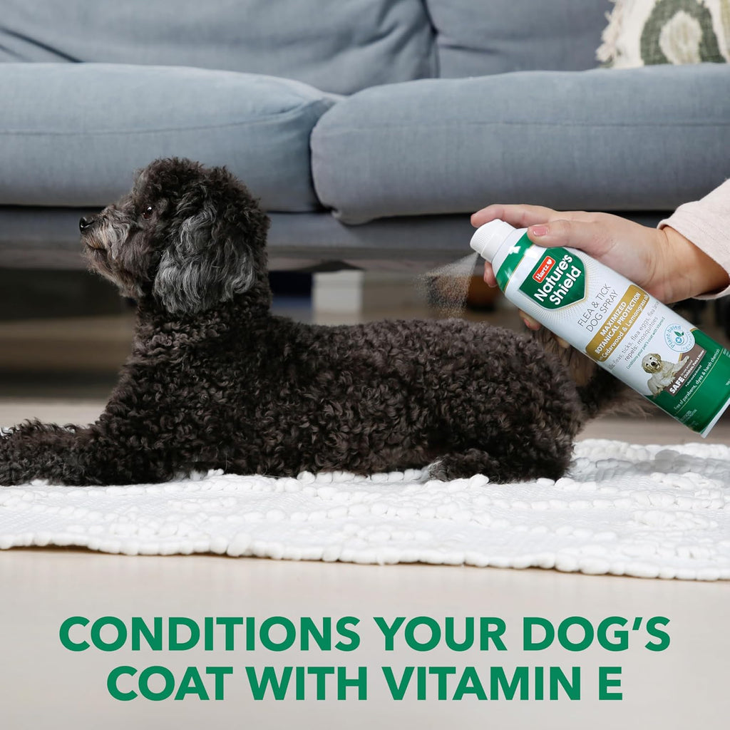 Natural botanical ingredient label on Hartz dog spray