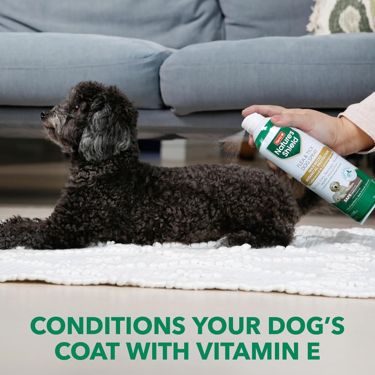 Natural botanical ingredient label on Hartz dog spray