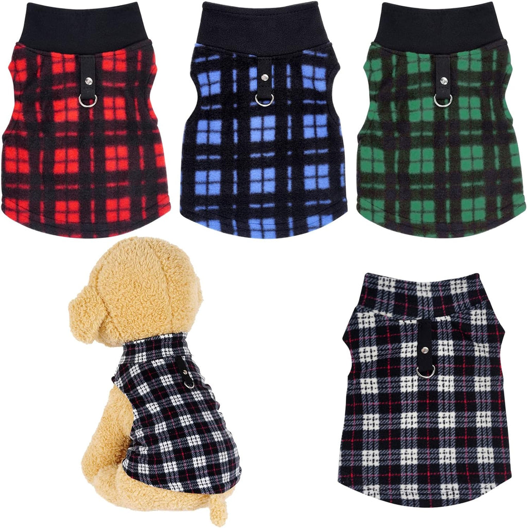 Rbenxia buffalo plaid dog sweater pack front view showing the comfortable fleece material.