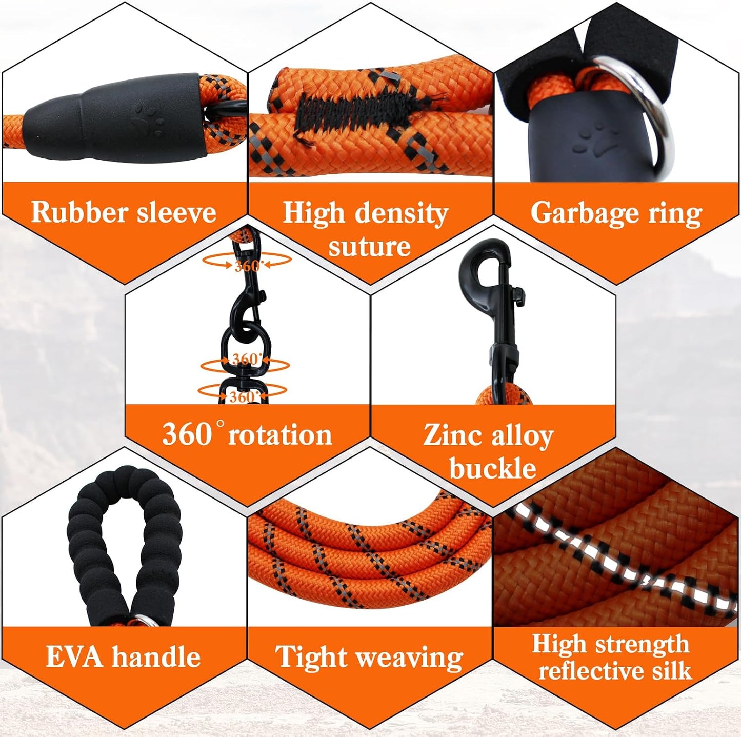 Luck Dawn comfortable double dog leash foam padded handle detail
