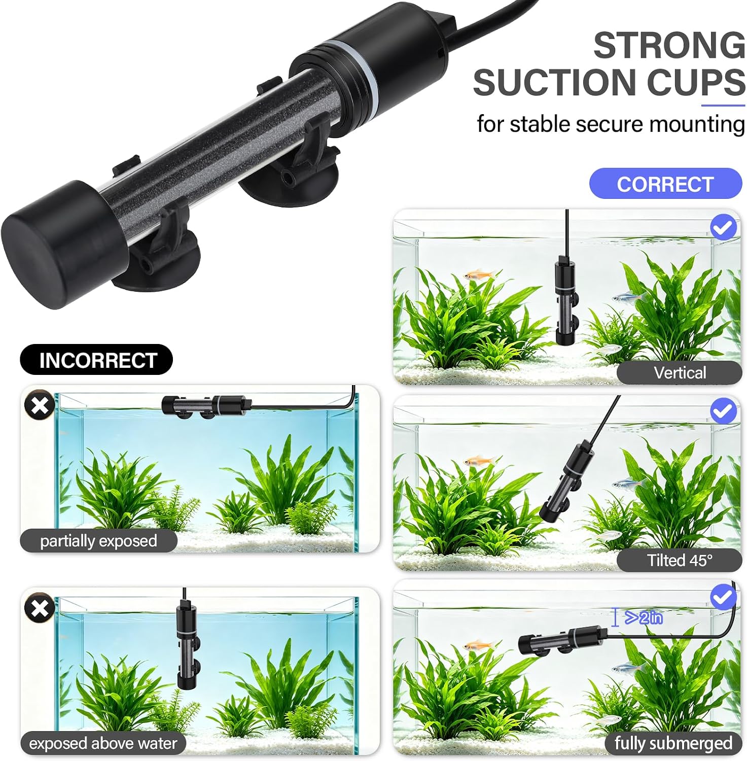 Submersible aquarium heater with dual probe technology
