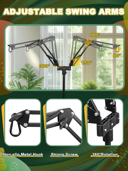 Heavy duty terrarium light stand base sliding under reptile tank.