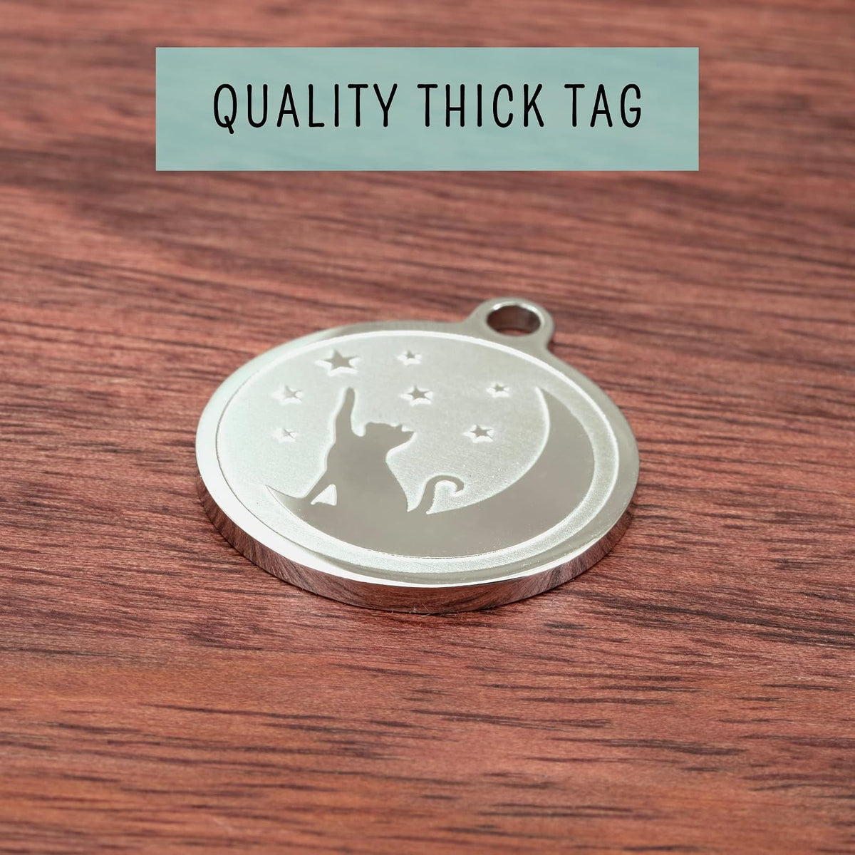 Ultra Joys durable cat collar tag layout highlighting deep permanent engraving that does not fade