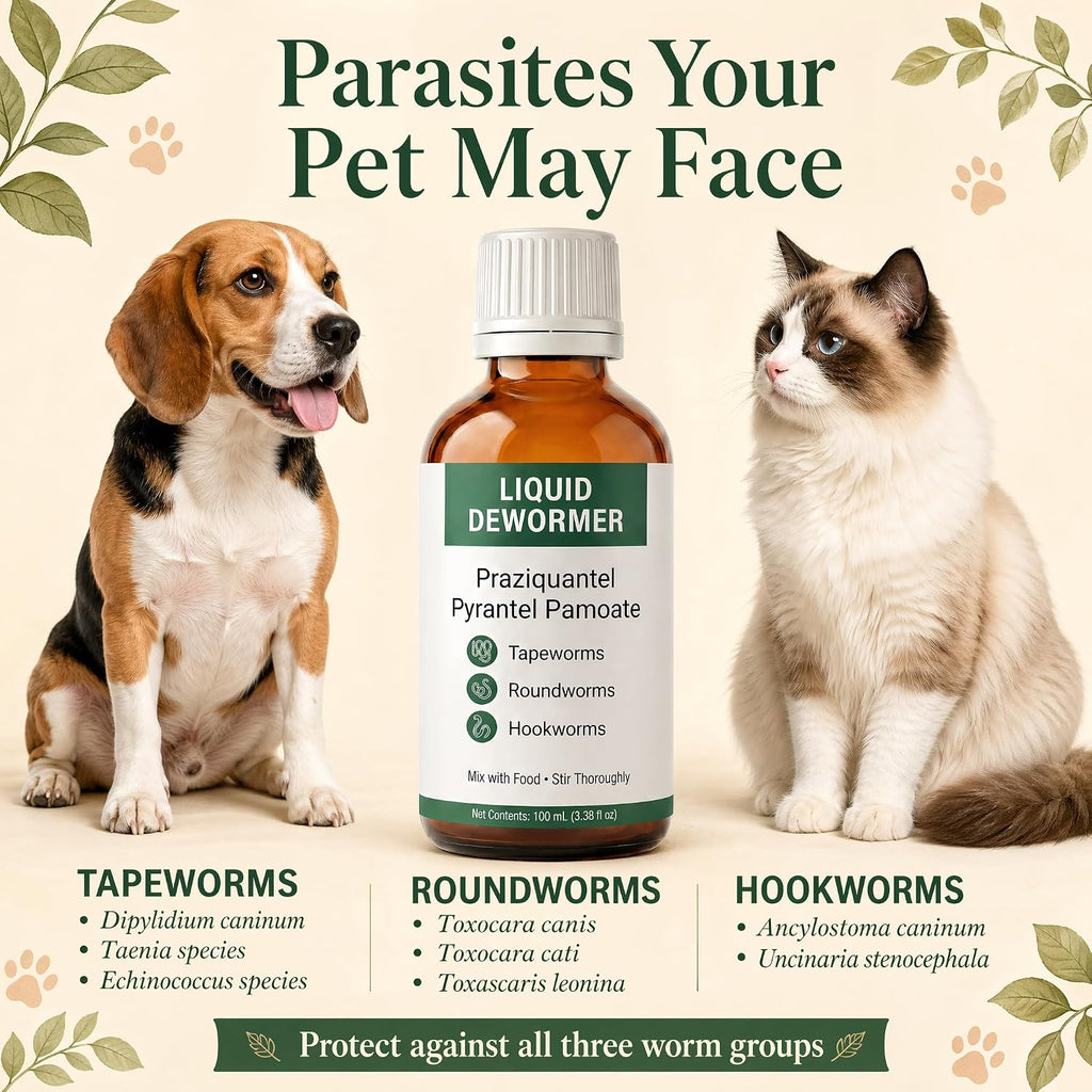 Broad spectrum parasite treatment for pets targeting hookworms and roundworms