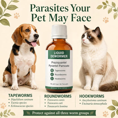 Broad spectrum parasite treatment for pets targeting hookworms and roundworms