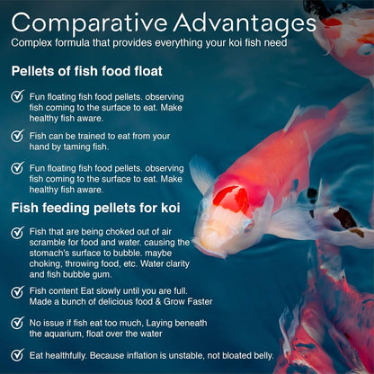 Big Kahuna large floating pond fish pellets size comparison shot