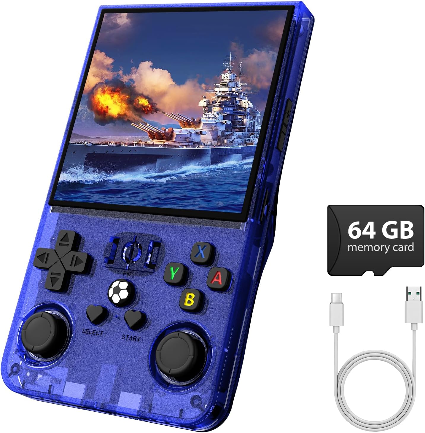 Wdyqje R36max retro gaming console front view in blue