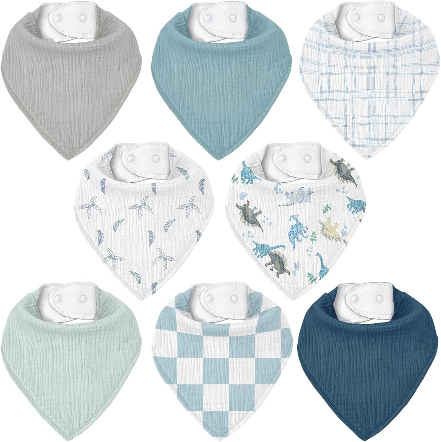 Civarua Kids muslin baby bibs 8 pack front view