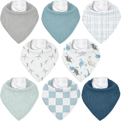 Civarua Kids muslin baby bibs 8 pack front view