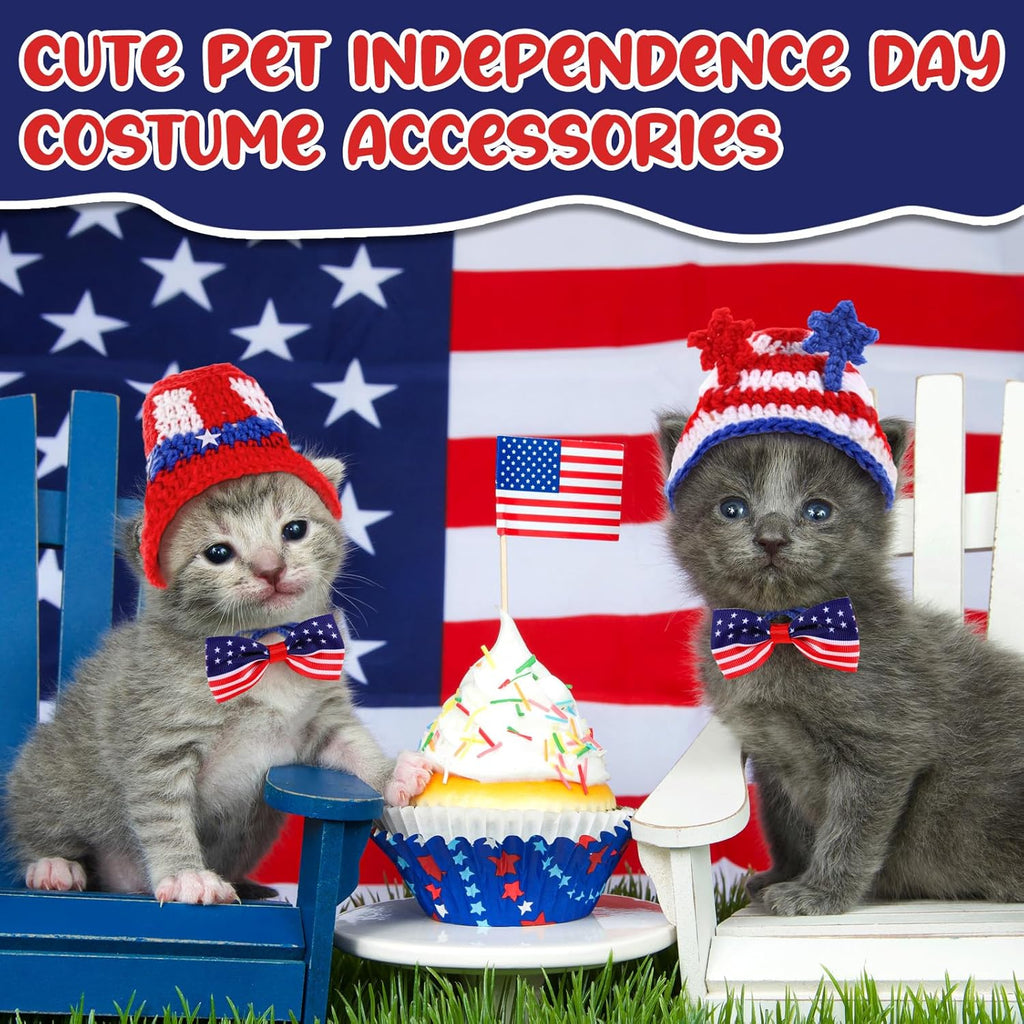 Close up of American flag bow tie collar for pets