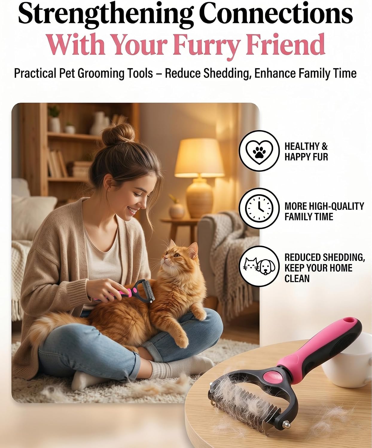 Luxenor pet brush showing both sides of the grooming head