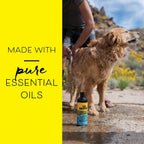 Premium cedarwood and peppermint oil infused dog shampoo packaging details