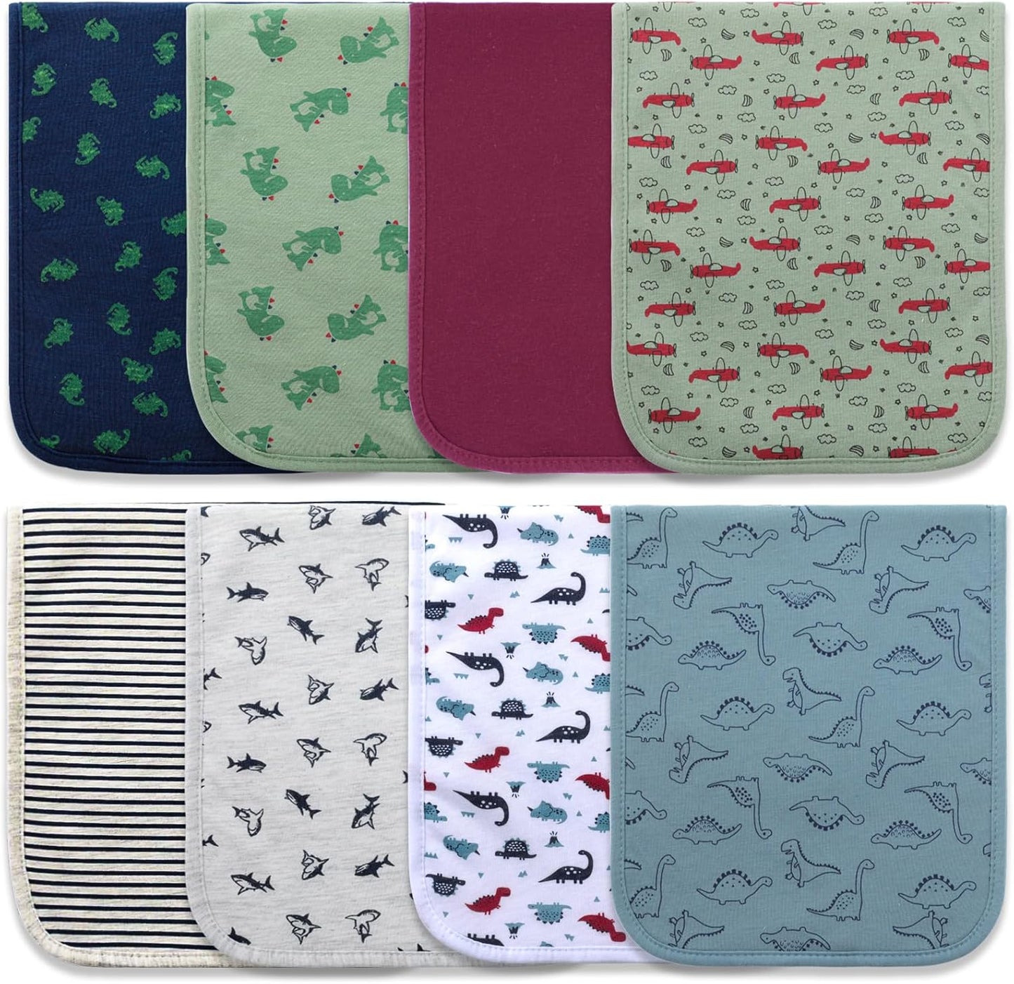 Hakochia organic cotton baby burp cloths 8 pack set