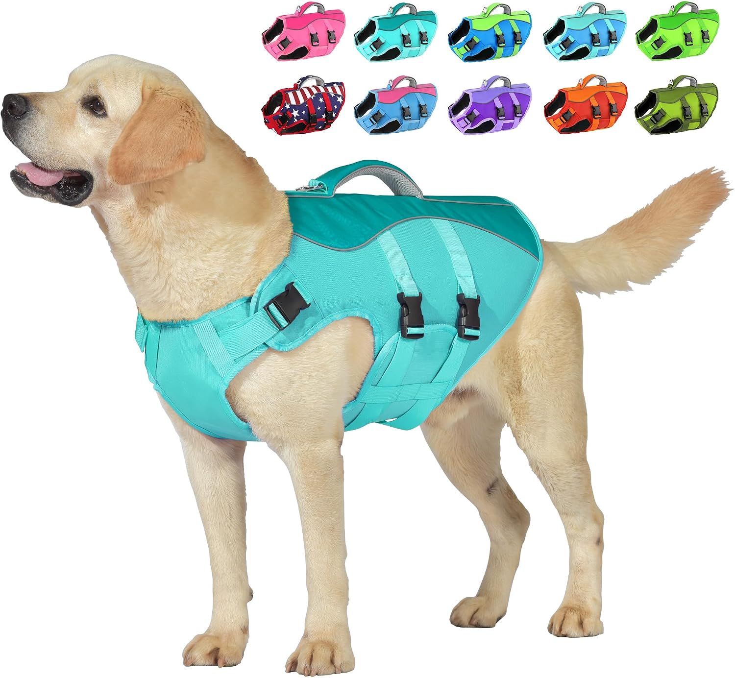 Petglad Dog Life Jacket, High Buoyancy Dog Life Vest with Handle for Swimming Boating, Adjustable Swimming Vest with Reflective Trim for Small Medium Large Dogs - Pink, L - Image 15